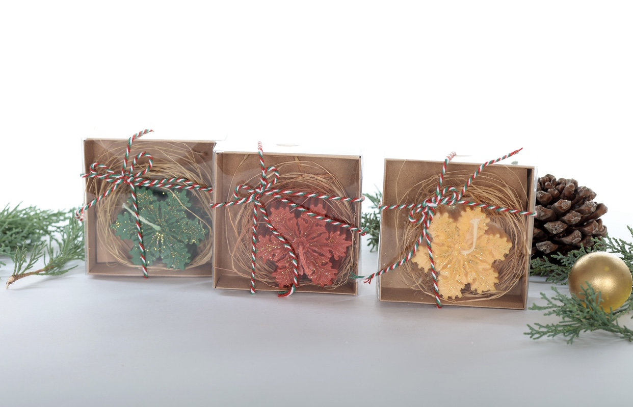 Üçlü Kar Tanesi Mum Seti - Görsel 2